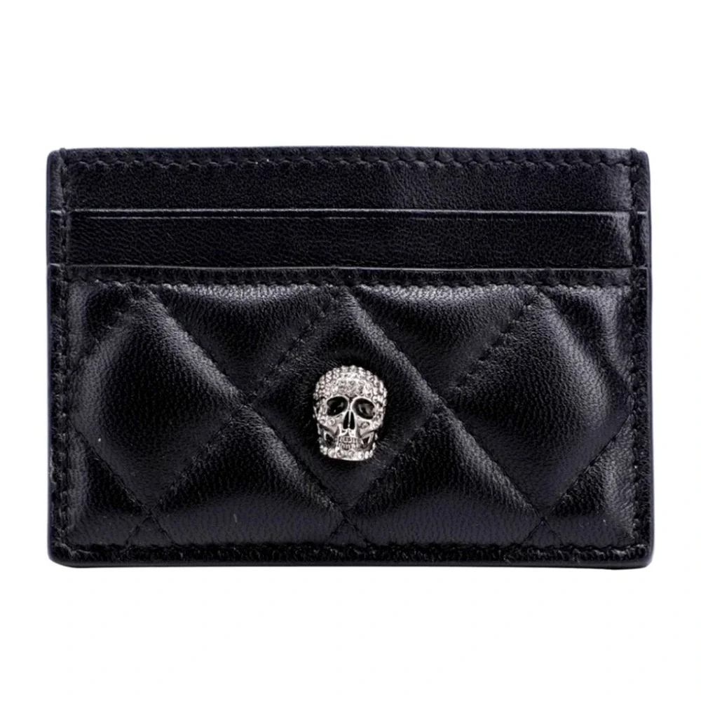 Alexander McQueen Quilted Leather Skull Card Holder Black